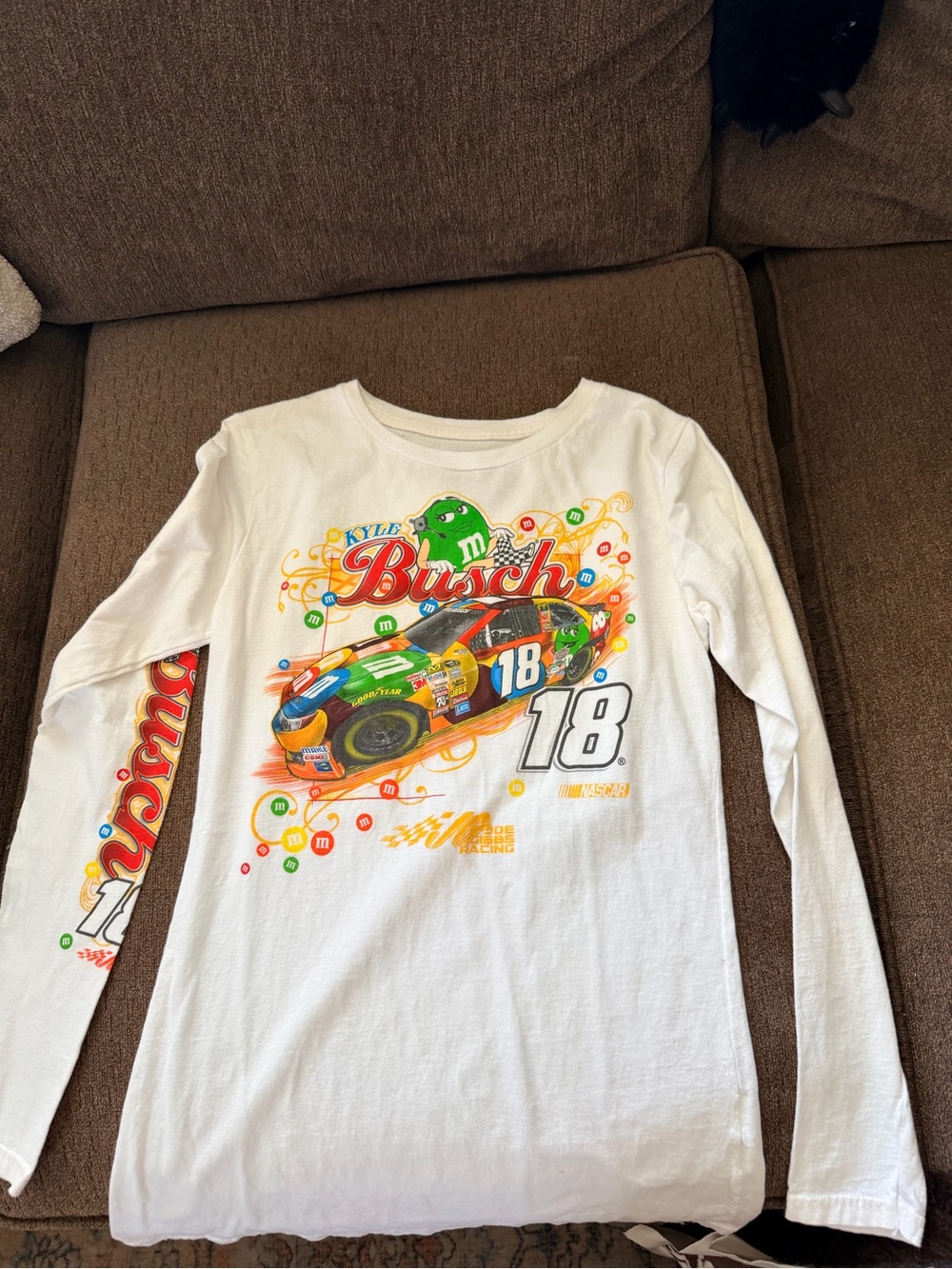 Chase Authentics White Long Sleeve Busch M&M's Racing Tee
